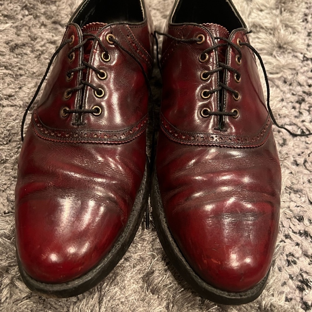 FLORSHEIM Imperial 93328 Burgundy Leather Plain Toe Oxford Men's Shoes US 9.5D